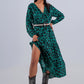 LONG DRESS GREEN ANIMAL PRINT