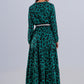 LONG DRESS GREEN ANIMAL PRINT