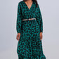 LONG DRESS GREEN ANIMAL PRINT