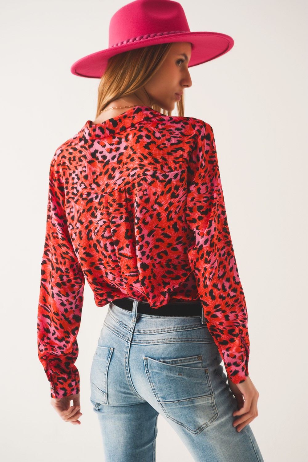 FUCHSIA ANIMAL PRINT BLOUSE