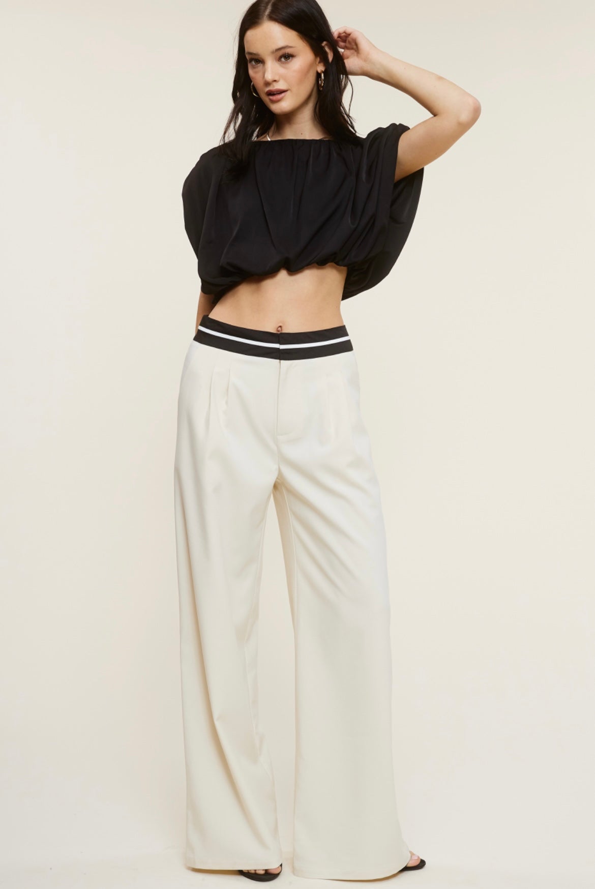 Beige doble trap pant