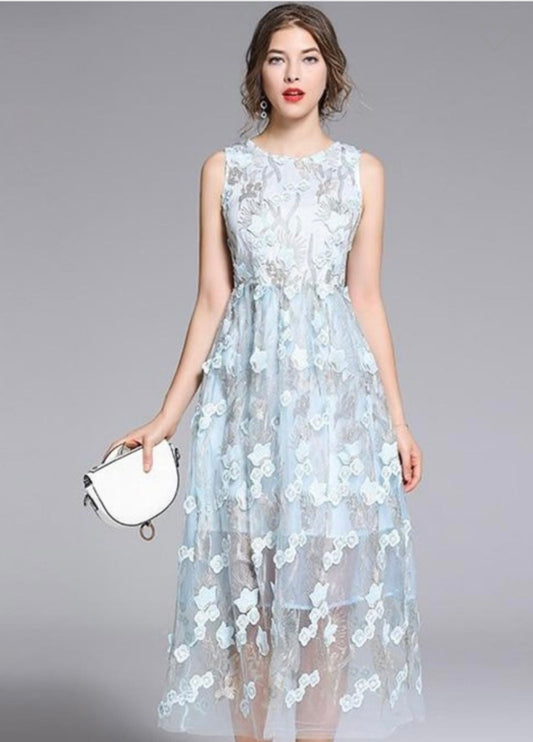 Lace light blue dress