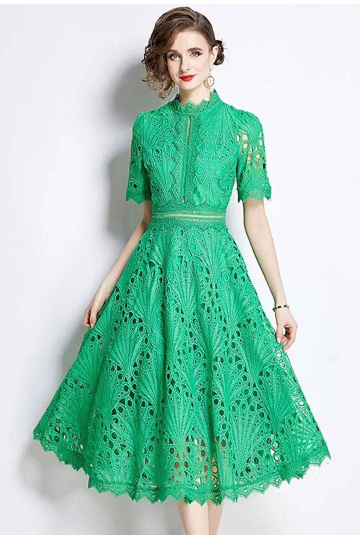 Green lace dress