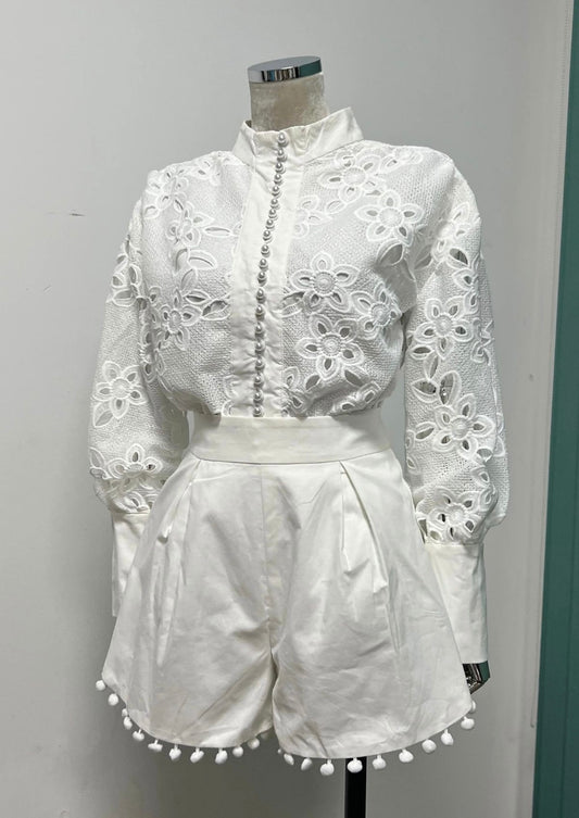 White lace matching dress