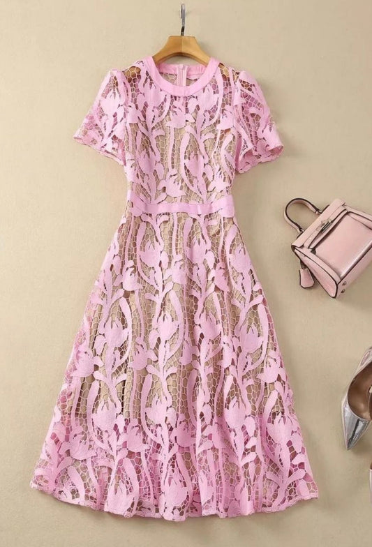Pink embroidery dress