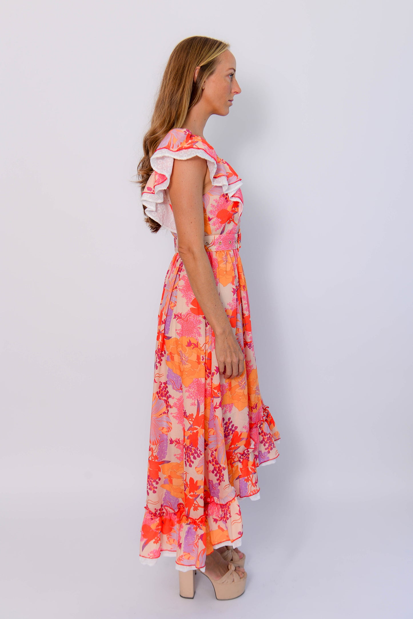 FLORAL MULTI TOULOUSE BELTED DRESS