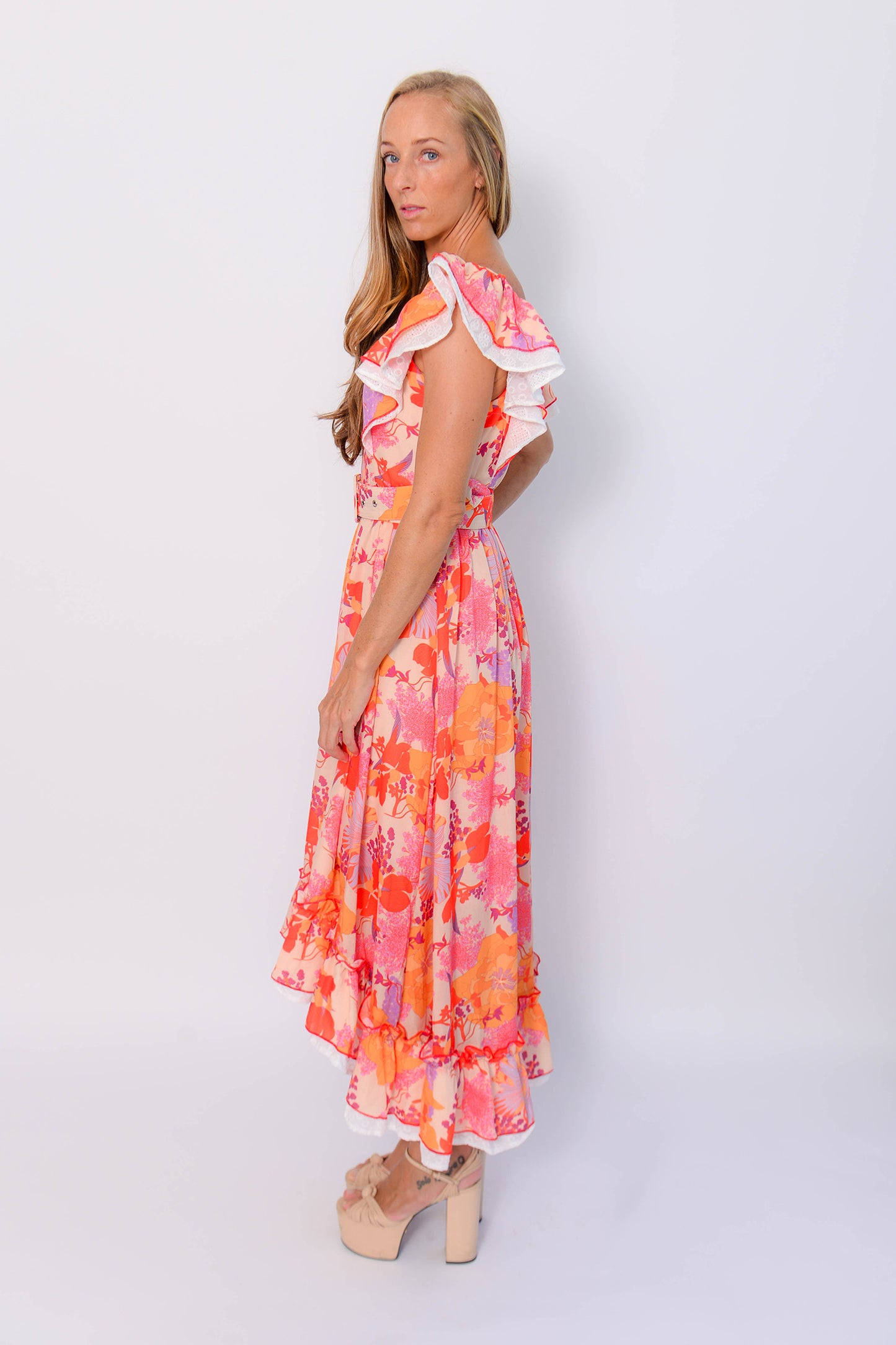 FLORAL MULTI TOULOUSE BELTED DRESS