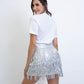 SILVER SEQUIN MINI SKIRT