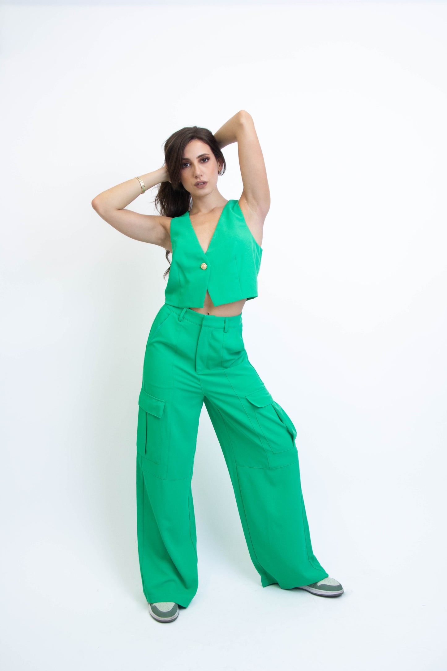 GREEN PANT AND VEST SET