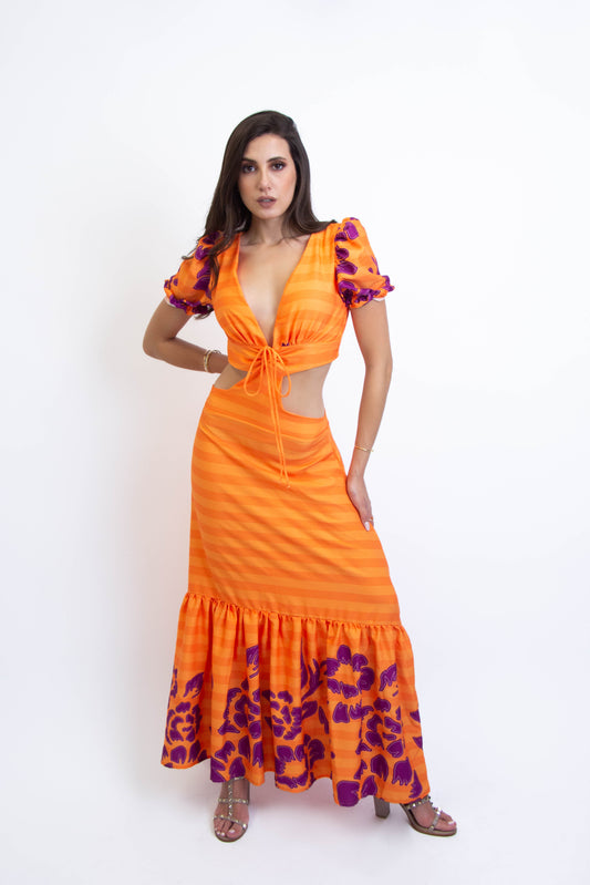 ORANGE FLORAL BRAZILIAN DRESS