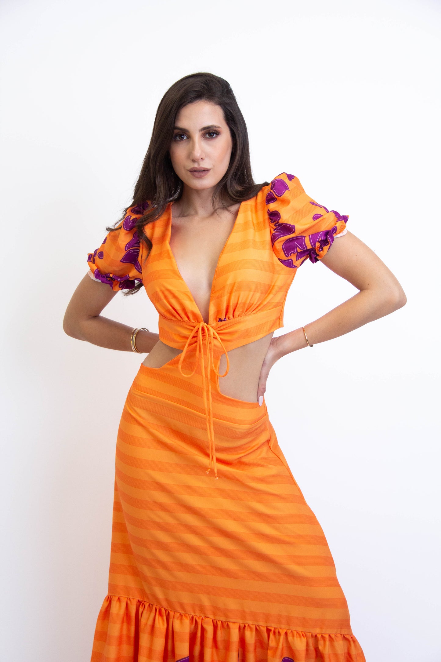 ORANGE FLORAL BRAZILIAN DRESS