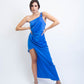 ASYMMETRIC BLUE ONE SHOULDER DRESS