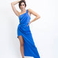 ASYMMETRIC BLUE ONE SHOULDER DRESS