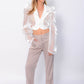 BELTED WHITE DETAIL TOULOUSE BLOUSE