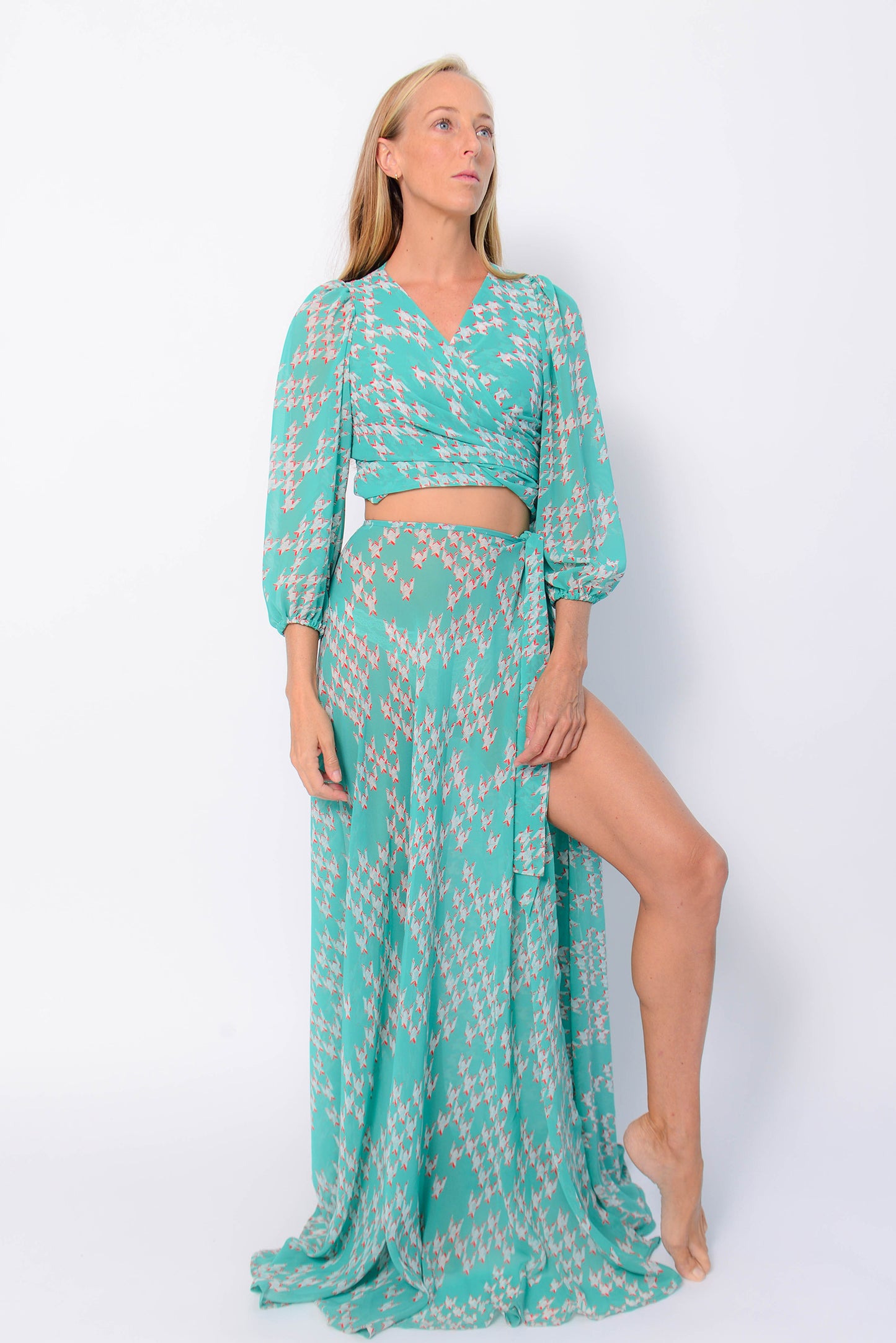 MELISSA MURTINHO GREEN BLOUSE AND SKIRT MATCHING SET