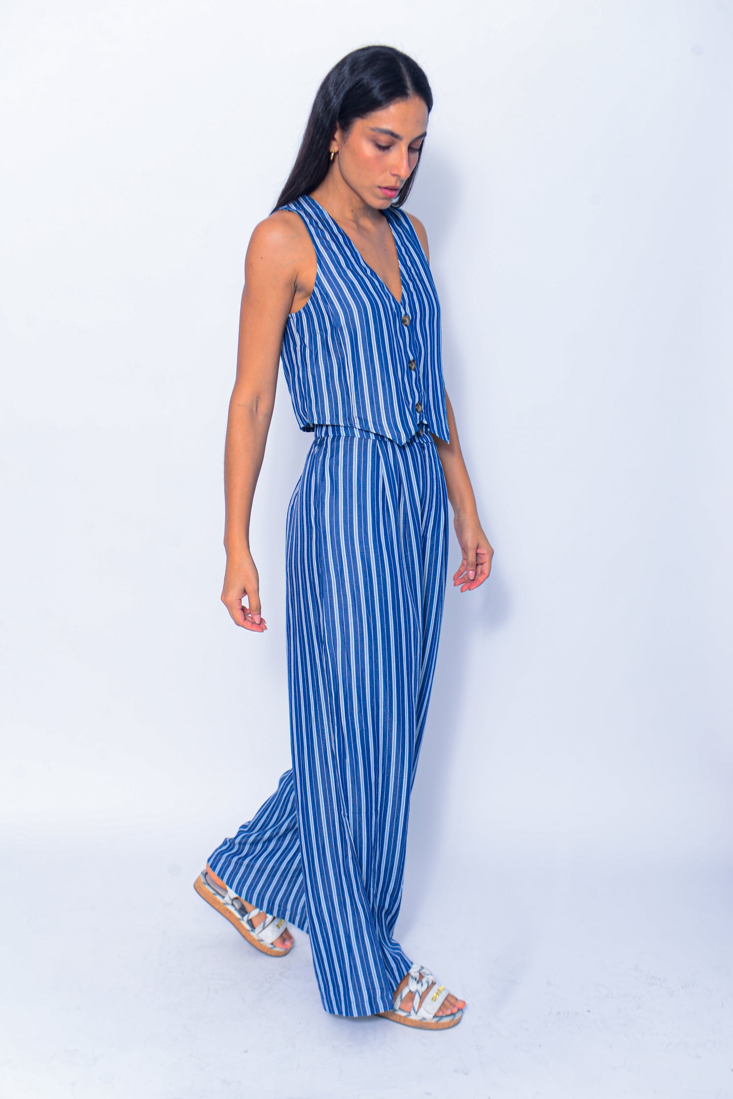 Delilah striped vest and pant matching set