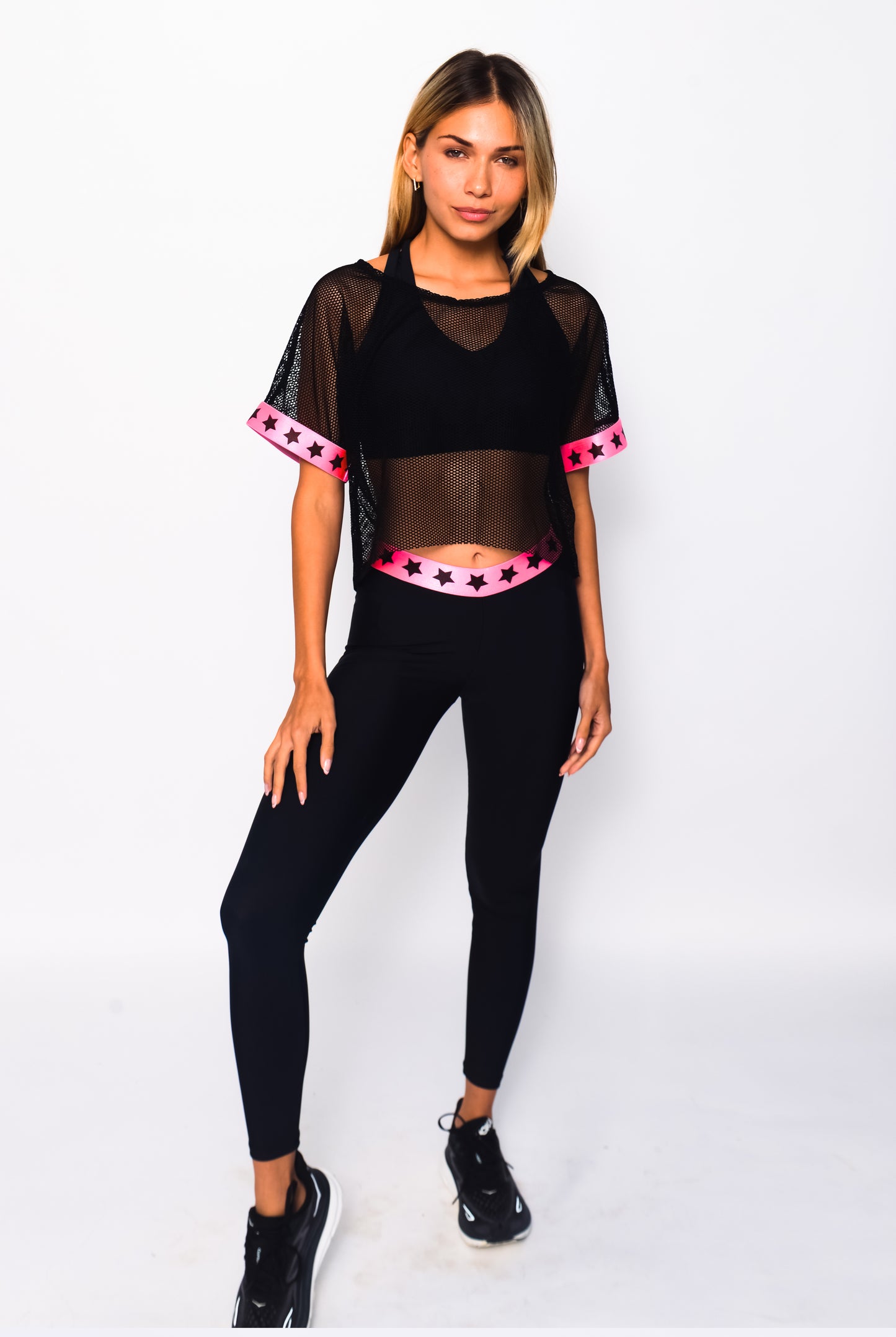 Stars neon pink activewear 3 pieces set