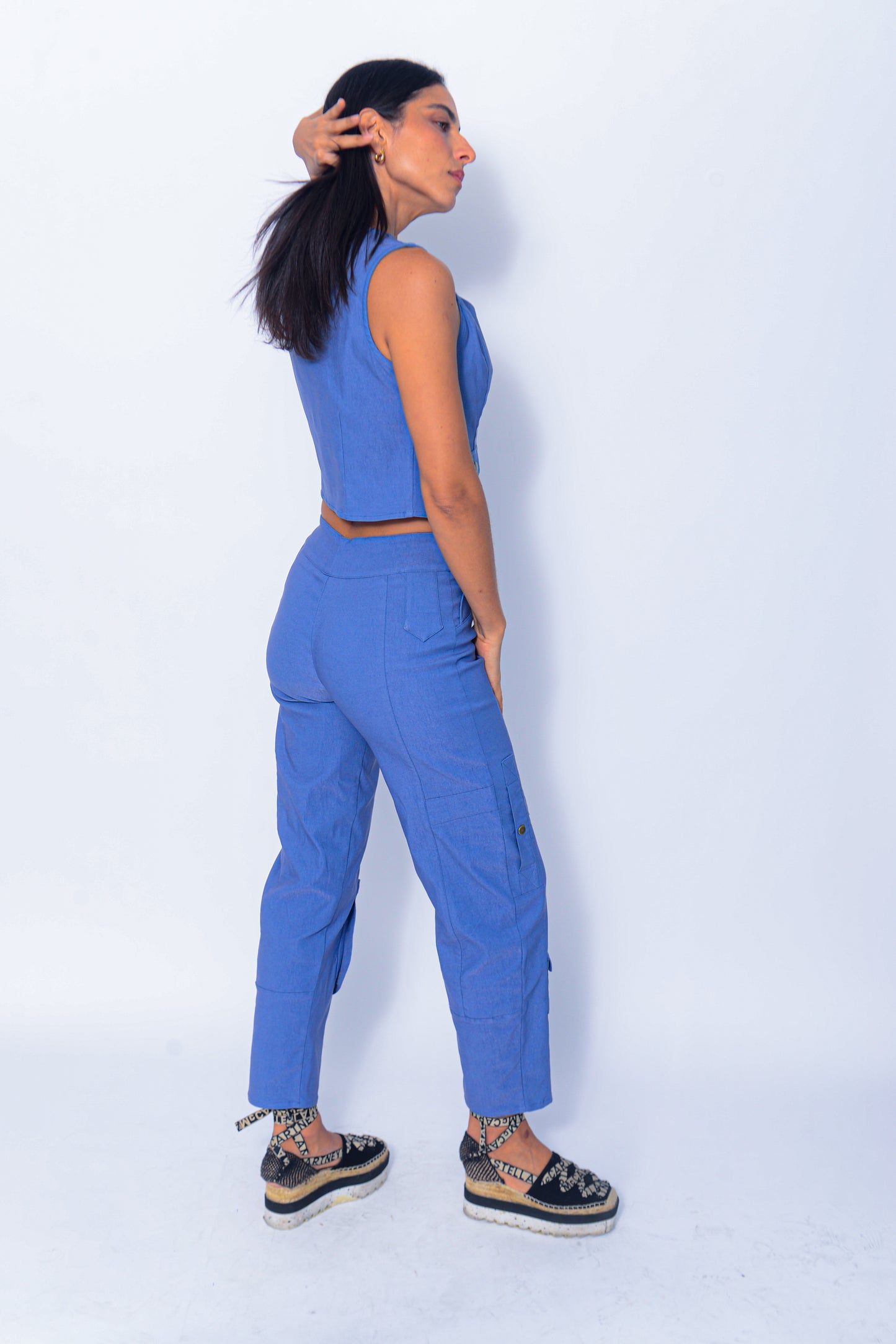 Blue light vest and pant matching set by etoile