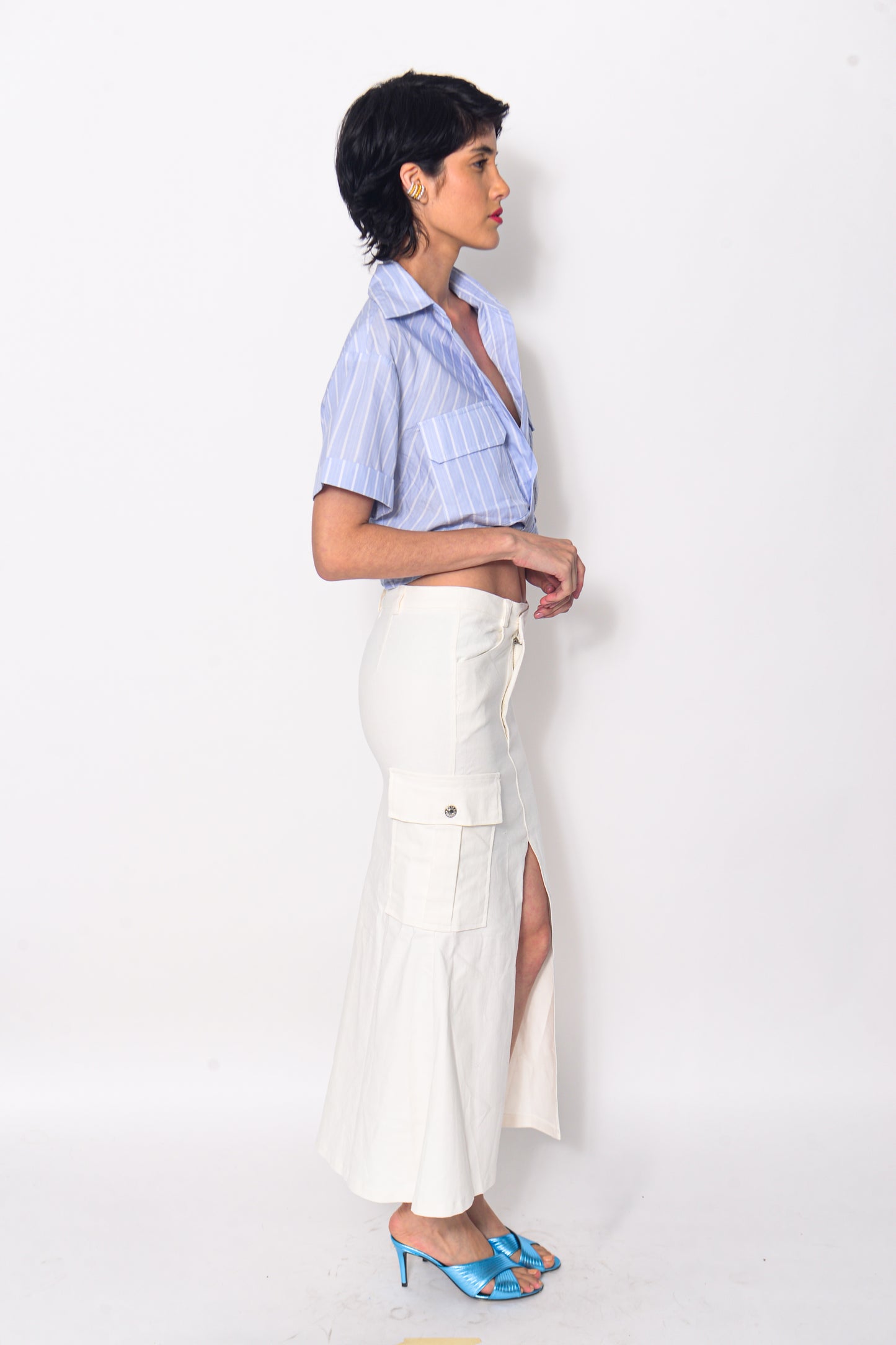 Asymmetrical white skirt