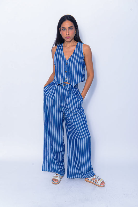 Delilah striped vest and pant matching set
