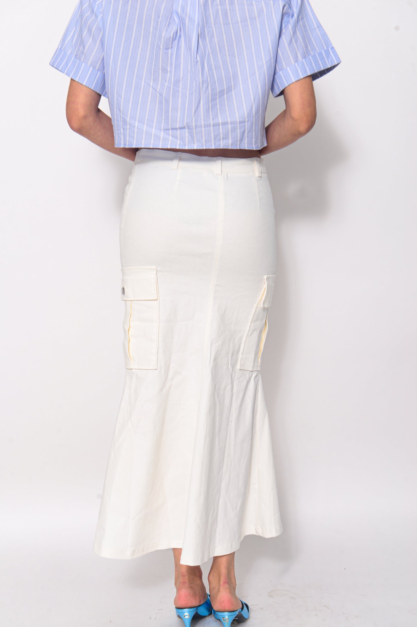 Asymmetrical white skirt