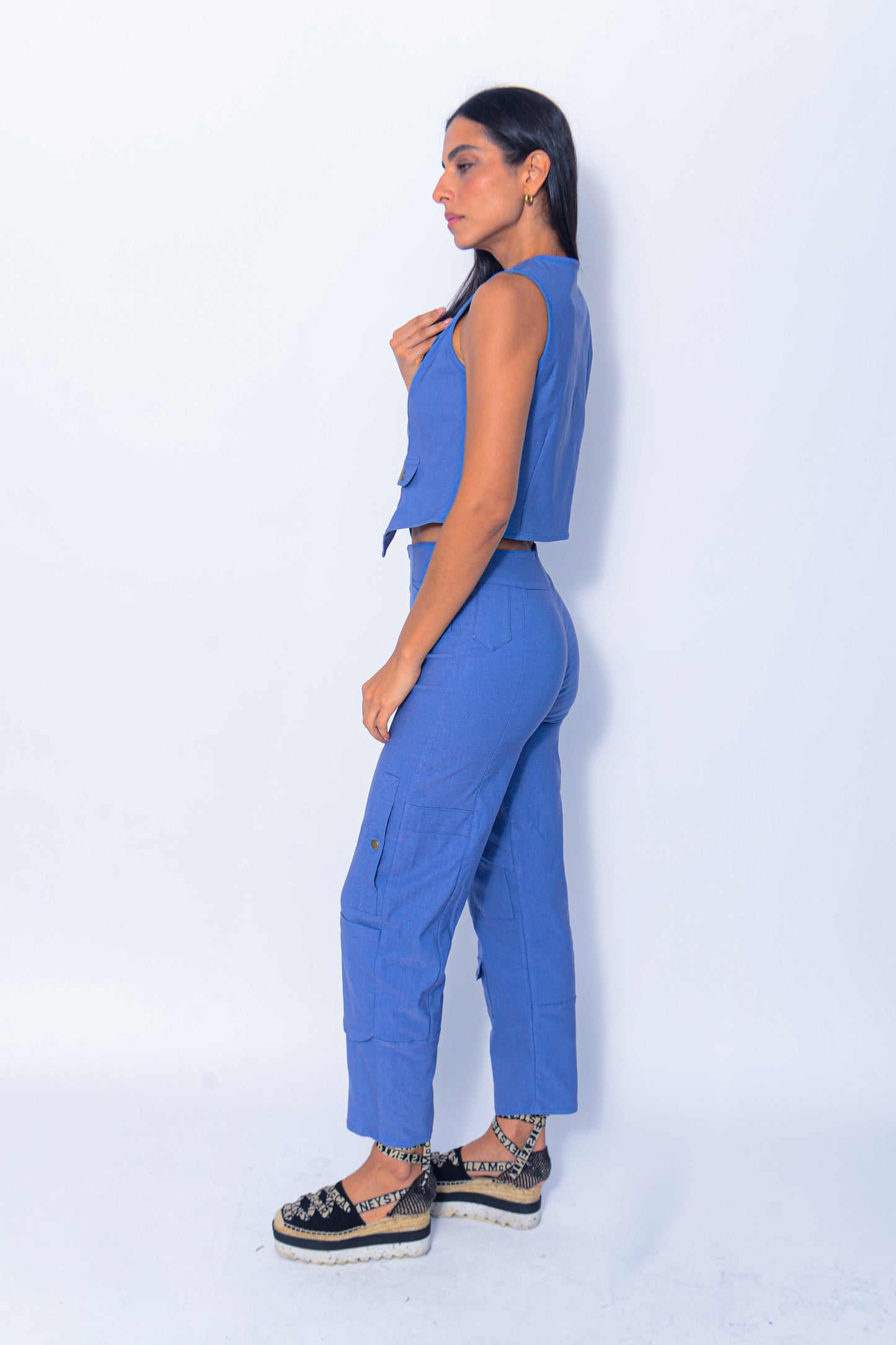 Blue light vest and pant matching set by etoile