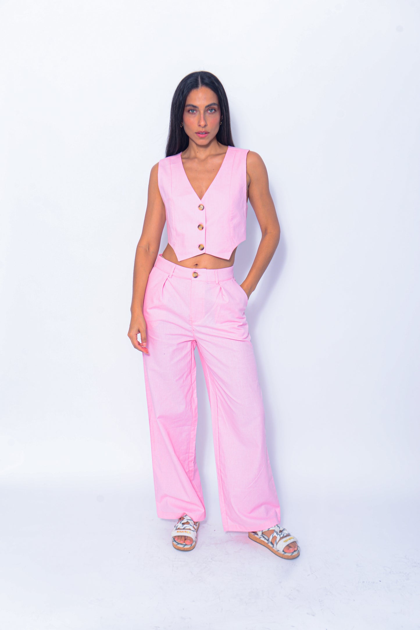 Emily Pink vest and pant matching set