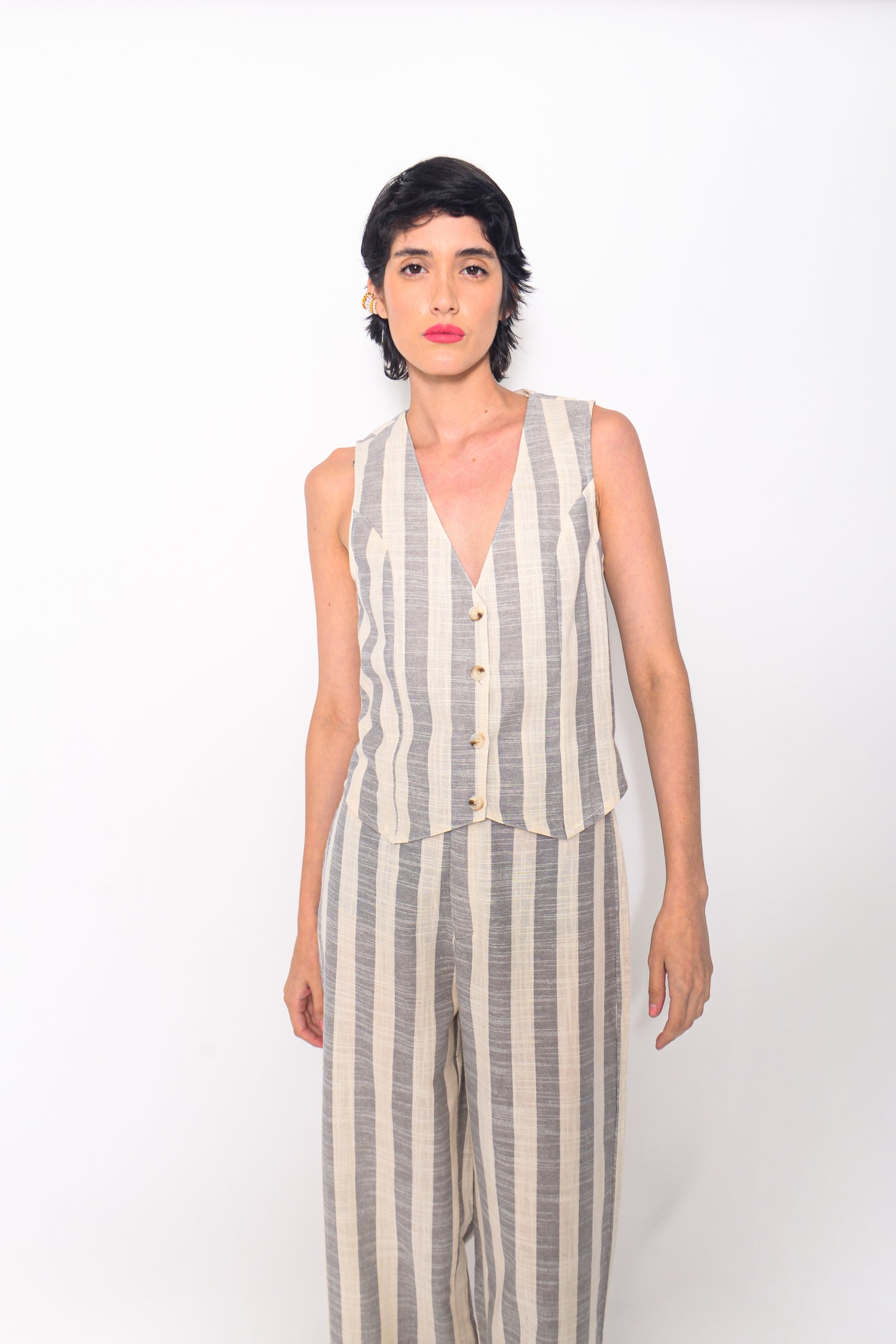 Linen striped matching set