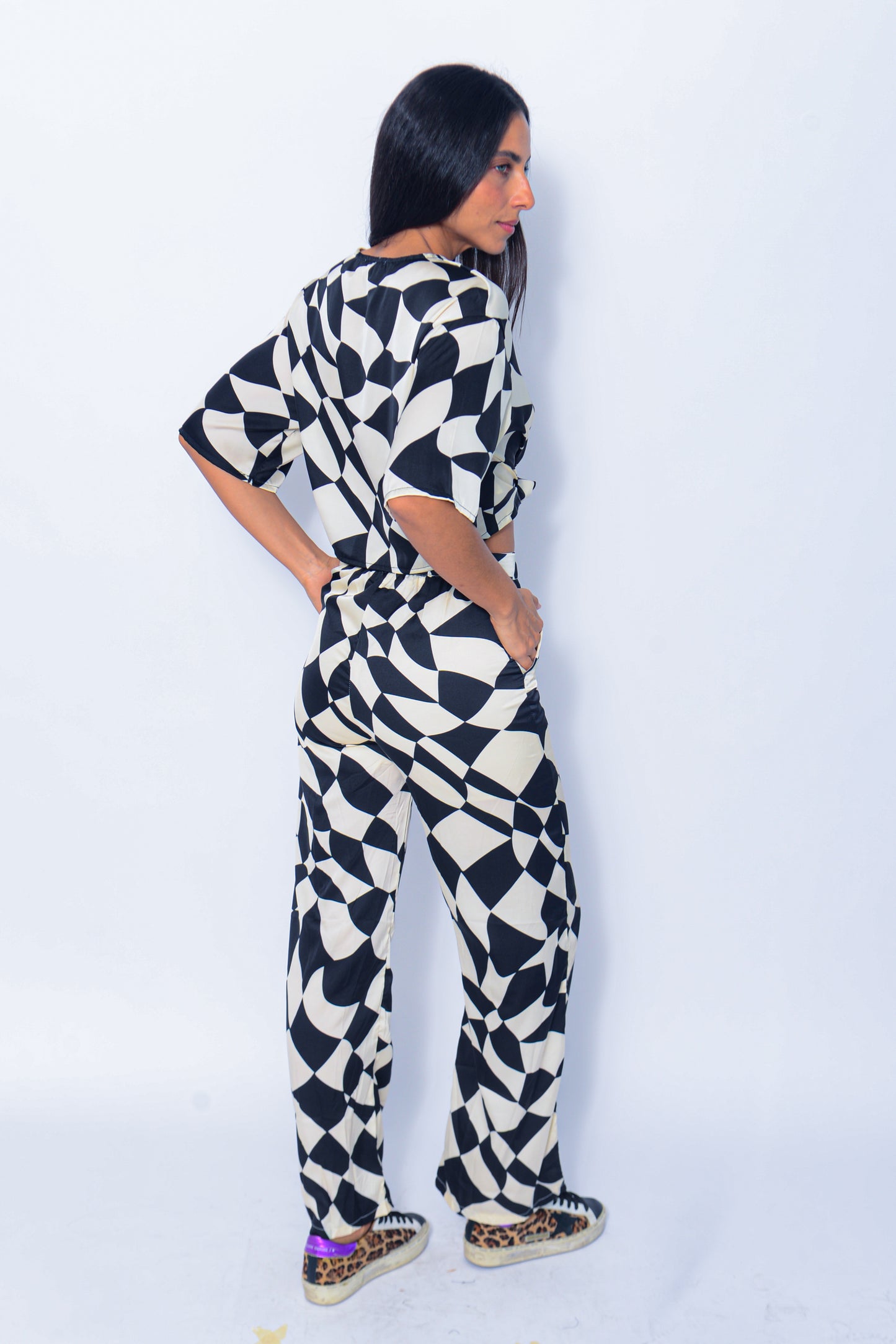 Black and white checkered matching set