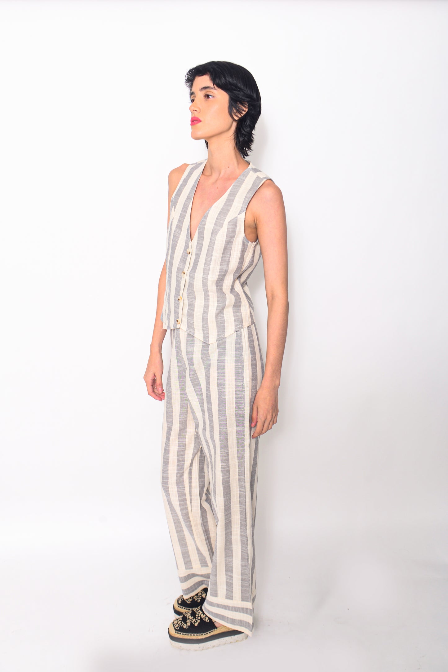 Linen striped matching set