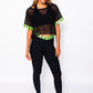 Stars neon green activewear 3 pieces set