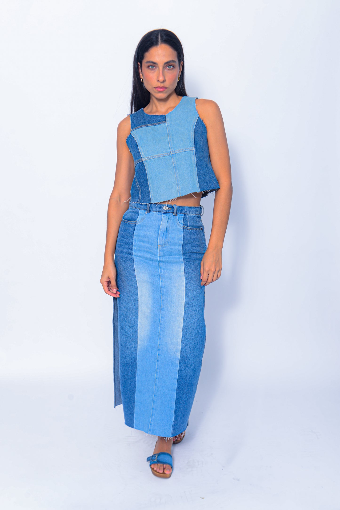 Denim patch it matching set