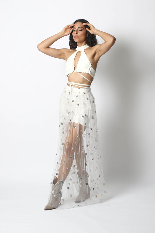 CUT OUT WHITE TOP BY PATRICIA TRUJILLO